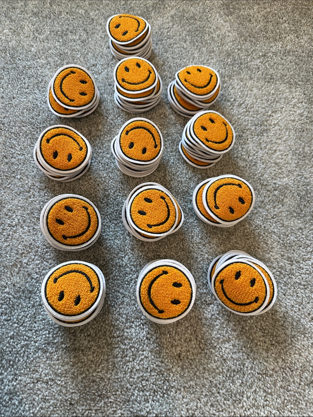 Bundle of 130 Chenille Smiley Face Patches